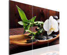 Runa Art Bilder Feng Shui Orchidee Wandbild 120 x 80 cm Vlies - Leinwand Bild XXL Format Wandbilder Wohnzimmer Wohnung Deko Kunstdrucke Braun 3 Teilig - Made IN Germany - Fertig zum Aufhängen 502331a