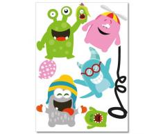 Wandkings Monster Wandsticker Set, 15 Aufkleber, 2 DIN A4 Bögen, Gesamtfläche 60 x 20 cm