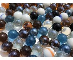 Rhinestone Paradise 100 Stück Murmeln Bunte Glaskugeln Dekokugeln 16mm Murmel bunt blau weiß schwarz durchsichtigGlas deko Glas Kugel Murmeln aus Glas