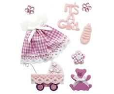 Rayher 58431000 Deko-Sticker „Baby Mädchen“ in 3D-Optik, mit Klebepunkt, 8 Motive aus speziellen Materialien