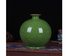 ZSCRL Keramikvase, antike offizielle Ofen Riss Glasur Granatapfel Vase runde Kugel Dekoration Dekoration Handwerk 22 * ​​21cm grün