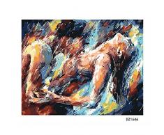 MAGICXYZ Malen Nach Zahlen DIY Vorgedruckt Leinwand-Ölgemälde Sexy Akt der abstrakten Verführung 40x50cm Geschenk für Erwachsene Kinder Malen Nach Zahlen Kits Home Haus Dekor(Ohne Rahmen)