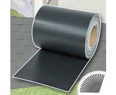 TecTake PVC Sichtschutzfolie Sichtschutzstreifen inkl. Befestigungsclips 450g/m² - Diverse Modelle - (35m anthrazit | Nr. 401863)