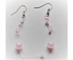 2 Ohrringe mit Perlengirlanden - Hochzeit Farbe rosa