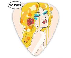 Slaytio 12 Stück Gitarrenplektren Ölgemälde Retro Girl 0,96 mm, 0,71 mm, 0,46 mm Mode für Gitarre, Mandoline und Bass, Your Electric