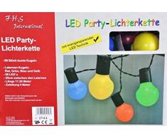 LED Party-Lichterkette 17,5 m mit 50 Kugel-Laternen bunt für innen und außen