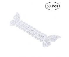 LUOEM Serviettenring Schmetterling Papier Weiß Tischdekoration Hochzeit 50 Stücke