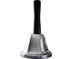 Tischglocke aus Metall verchromt, Griff aus lackiertem Holz, Durchmesser: 6,5 cm, Höhe 12 cm