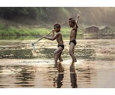 nobrand Fischen als Kinder Die Aktivität Asien - DIY Ölgemälde Farbe von Number Kit
