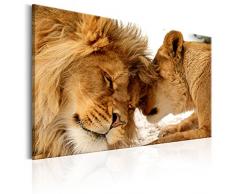 murando - Bilder Löwe 90x60 cm - Leinwandbild - 1 Teilig - Kunstdruck - modern - Wandbilder XXL - Wanddekoration - Design - Wand Bild - Löwen Liebe Afrika Tier g-B-0034-b-c