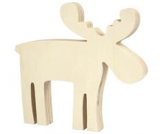 Holzfigur Aufsteller Elch 57607 - Dekofigur aus hellem Holz zur Weihnachtsdeko und Adventsdeko. Größe 15x14 cm, Dicke 1,6 cm. 1 Stück.