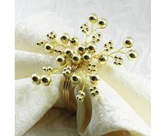 CHTINGDAMAI Serviettenringe, Hotel Golden Handmade Serviettenschnalle Stoffserviettenring Metall Blume Serviettenring,(6Pcs)