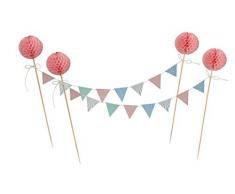 Dr. Oetker Wimpelkette für Torten inkl. Sticks mit Pompom, Kuchen- und Tortendekoration aus der Serie Modern Baking - Retro Design (Farbe: Bunt), Menge: 1 Stück
