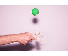 Kendama Geschicklichkeitsspiel mit grüner Kugel Holzspielzeug Holz-Kugelfangspiel japanisches Geschicklichkeitsspiel Spielzeug von der Marke PRECORN