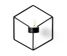 Gluckliy 3D Geometrischer Metall kerzenständer Wand Kerzenhalter Leuchter Home Decor (Schwarz)