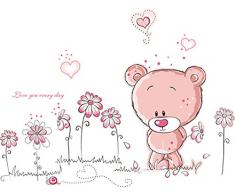 WandSticker4U®- Wandtattoo BABY BÄR in rosa II I Wandbilder: 100x75cm I Sweet Dreams Aufkleber Tiere Babyzimmer Mädchen Junge Wandsticker Blumen I Wand Deko für Kinderzimmer Kinder