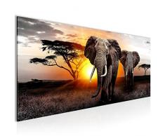 Bilder Afrika Elefant Wandbild Vlies - Leinwand Bild XXL Format Wandbilder Wohnzimmer Wohnung Deko Kunstdrucke Gelb Grau 1 Teilig - MADE IN GERMANY - Fertig zum Aufhängen 007612a