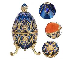 HEEPDD Gold überzogene künstliche Diamant-Osterei-handgemalte emaillierte Faberge-Ei-Schmuckschatulle für Halsketten-Armband-Schmuckstück-Ausgangsdesktop-Dekor-Geschenke