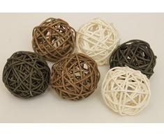 Markenlos Rattankugeln Rattanball Kugeln Rattanbälle Rattan Kugel Streudeko Tischdeko Deko (6 St. Braun gemischt)