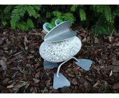 Steinfigur Frosch Edelstahl Granit Höhe ca. 12 cm Dekofigur Edelstahlvogel GartendekoTierfigur