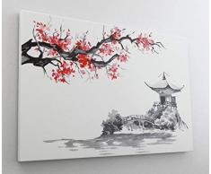 Asien Kunst Vintage Retro Japan Leinwand Canvas Bild Wandbild Kunstdruck L2226 Größe 70 cm x 50 cm