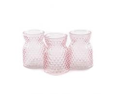 Glasvasen 3er Set | knuellermarkt24.de | Windlicht rosa Blumen-Vase trichterförmig Tischdeko Hochzeit