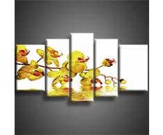 Bilder Blumen Orchidee Wandbild 120 x 80 cm Vlies - Leinwand Bild XXL Format Wandbilder Wohnzimmer Wohnung Deko Kunstdrucke Türkis 3 Teilig - MADE IN GERMANY - Fertig zum Aufhängen 200031b