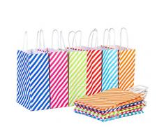 24 Stück Papiertaschen Papiertüten Partytaschen Mehrfarbig Perfekt für Kunst & Geschenktasche - Geburtstagsparty Gefälligkeiten, Kinder Party tüten, Hochzeit Gefälligkeiten und Feiern (Straip)
