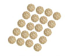 P Prettyia 20 pcs Rattankugeln Rattan Kugeln Dekokugeln Rattan Ball Hochzeit Party Aufhängen Dekoration