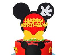 BeYumi Mickey Maus Inspired Birthday Cake Topper für jedes Alter, Party Cake Dekoration Supplies