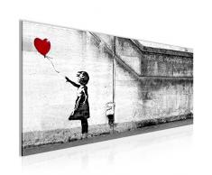 Bild Banksy Girl with Balloon Bilder Wandbild Vlies - Leinwand Bild XXL Format Wandbilder Wohnzimmer Wohnung Deko Kunstdrucke 1 Teilig - MADE IN GERMANY - Fertig zum Aufhängen 301612a