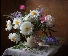 No-brand Malen nach Zahlen Set Tischvase Blumen DIY Acrylmalerei Kit für Kinder & Erwachsene mit Pinsel Home Dekorieren Geschenk Rahmenlos 40x50cm Rahmenlos