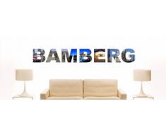 Wandtattoo farbige Wandschrift Städtename Bamberg mit Sehenswürdigkeiten 80 x 11 cm Länge
