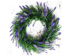 Hibeilinq Parfüm Lavendel-Kranz Türkranz Weihnachten Artillerie Blume Hausblumendekoration Frühling Dekoration Rosen-Kranz-Grün Natur Festlicher Baum Dekoration Künstliche Girlande ( Color : Purple )