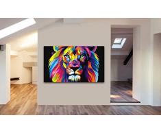 Löwe abstrakt Pop Art Leinwand Wandbild Kunstdruck verschiedene Größen, holz, A0 47X33inch