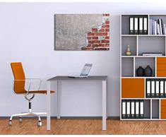 Wallario Leinwandbild Steinwand rote Ziegelsteine mit Putz - 60 x 90 cm: Brillante lichtechte Farben, hochauflösend, verzugsfrei