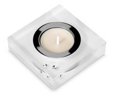 My IMPLEXIONS Moderner Teelichthalter Simply 2 veredelt mit Swarovski Kristallen/Stilvolle Tischdeko (weiß)