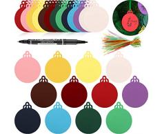 Outus 120 Stück Runde Christbaumkugel zum Aufhängen Geschenkanhänger Weihnachtsbaum Leer Hängend Ornament mit 120 Stück Bändern und einem Stift für die Weihnachten Dekoration DIY Basteln
