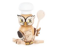 Drechslerei Kuhnert - Rauchfigur, Räucherfigur - Eule Koch aus Massivholz - ca. 15 cm - Made in Germany