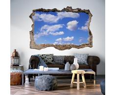 3D WANDILLUSION 140x100 cm Wandbild Fototapete Poster XXL Loch 3D Vlies Leinwand Panorama Bilder Dekoration Himmel c-C-0105-t-a