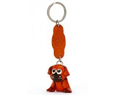Monkimau 8016 Mops Hund-e Schlüsselanhänger Deko-Figur 3D Charm-s 5cm handgefertigte Haus-Tier Leder Anhänger Tier-Liebhaber Geschenk Spielzeug Ornamente Deko-Ration