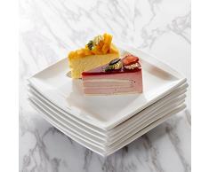 MALACASA, Serie Blance, 12 teilig Set CremeWeiß Porzellan Kuchenteller Dessertteller Frühstücksteller für 12 Personen