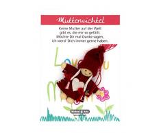 Wichtel Arts Mutterwichtel Glücksbringer, Holz, Rot mit weißem Herz, 15 x 10.5 x 2.7 cm