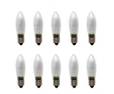 10x Topkerze Spitzkerze 23V 3W E10 Ersatzlampe Lichterkette Riffelkerze klar für Innen