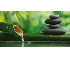 Artland Poster oder Leinwand-Bild gespannt auf Keilrahmen mit Motiv fotohunter Spa-Stillleben mit Bambusbrunnen und Zen-Stein Wellness Zen Stein Fotografie Grün D8PD
