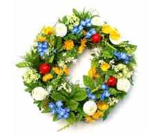 P.Shop Blütenkranz Blumenkranz Türkranz Bellis Vergißmeinnicht Marienkäfer Ø 32