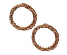 Fenteer 2pcs Kranz rund Rattan Palmwurzel Naturdeko Weide Rattan Dekor