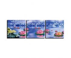aoyukf 3 Panel Wandkunst Malerei Auf Leinwand Stilleben Blume Poster Wandbilder Für Wohnzimmer Kunstwerk Wohnkultur-50x50cmx3-(19.68x19.68inch) x3