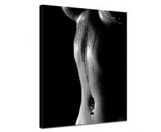 Bilderdepot24 Kunstdruck - Frau Erotik - schwarz weiß - Bild auf Leinwand - 60 x 80 cm - Leinwandbilder - Bilder als Leinwanddruck - Wandbild Akt & Erotik - Erotischer Frauenkörper - schwarz weiß