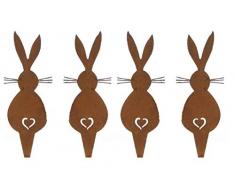 ETC dekorativer Kleiner putziger Deko-Stecker Garten-Stecker Pick Hase Metall edelrost Preis für 4 x Mini oder 2 x klein (4 x Mini)